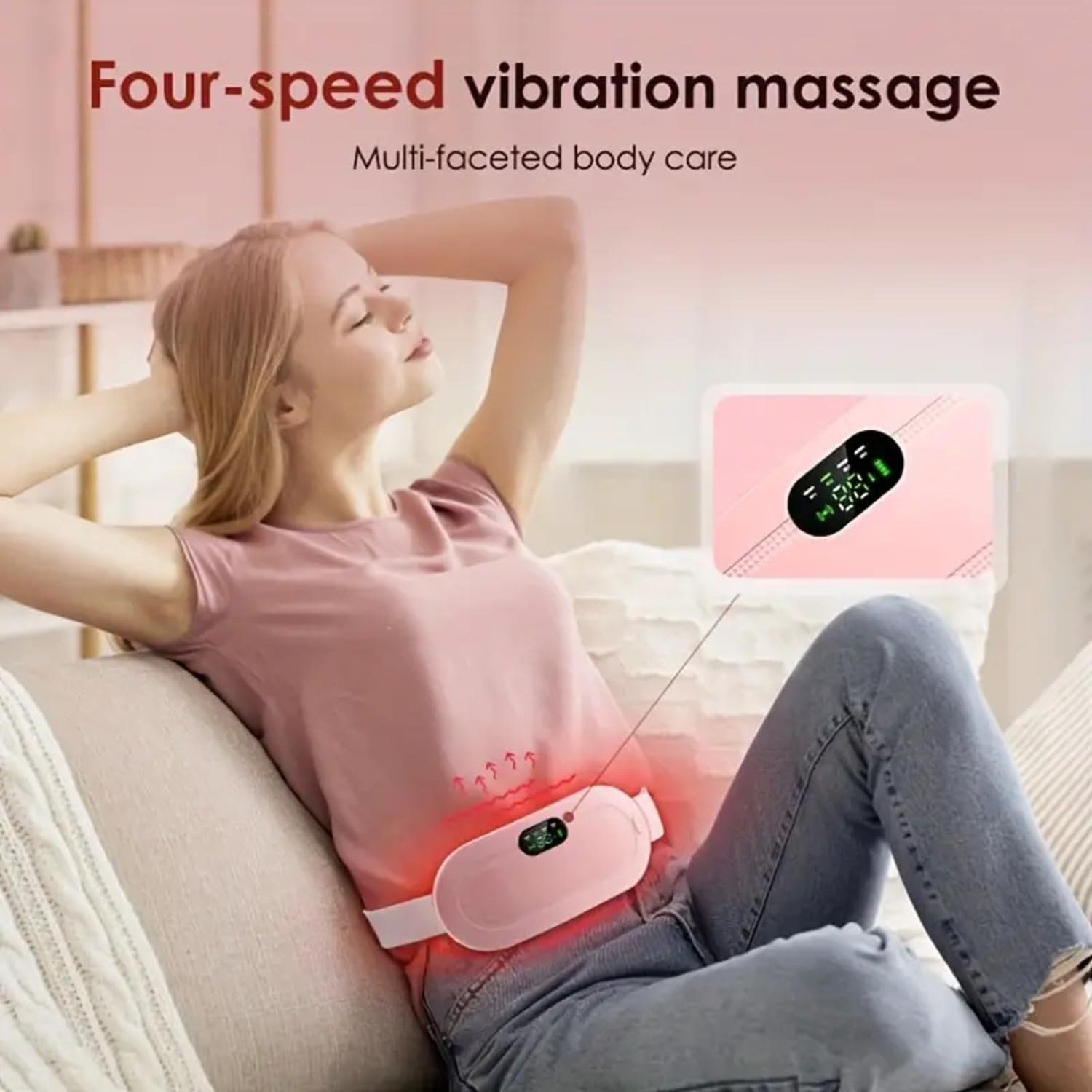 4-speed vibration massage belt for muscle relief and body care